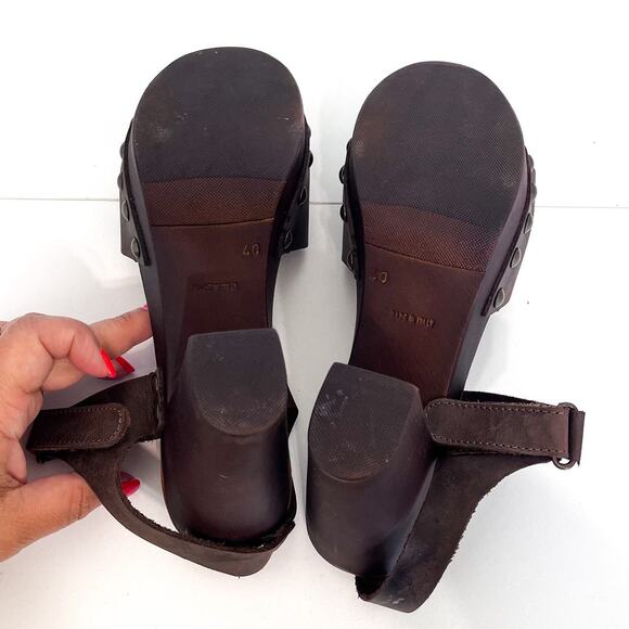 Avellini Boho Western Chunky Platform Women Sandals Size 40 US 9 Brown Studded - Picture 6 of 13